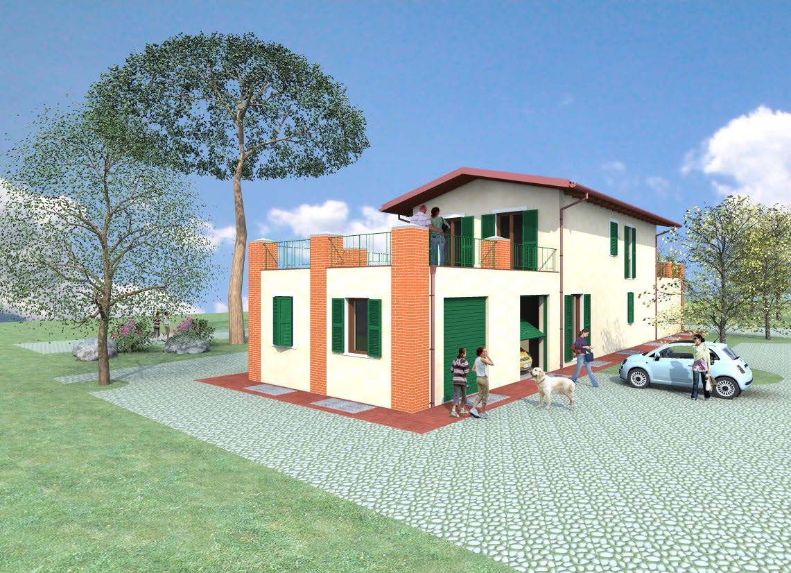 Rendering tridimensionale di un edificio residenziale